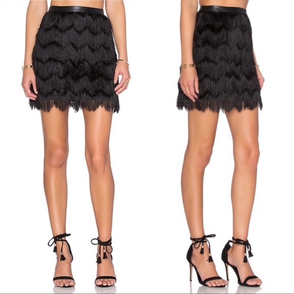 Sam Edelman Black Fiona Fringe Mini Skirt | 2 - Picture 1 of 4